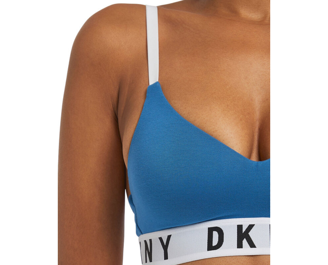 DKNY Cozy Boyfriend Wirefree Push-Up Bra HOT BLUE LARGE 