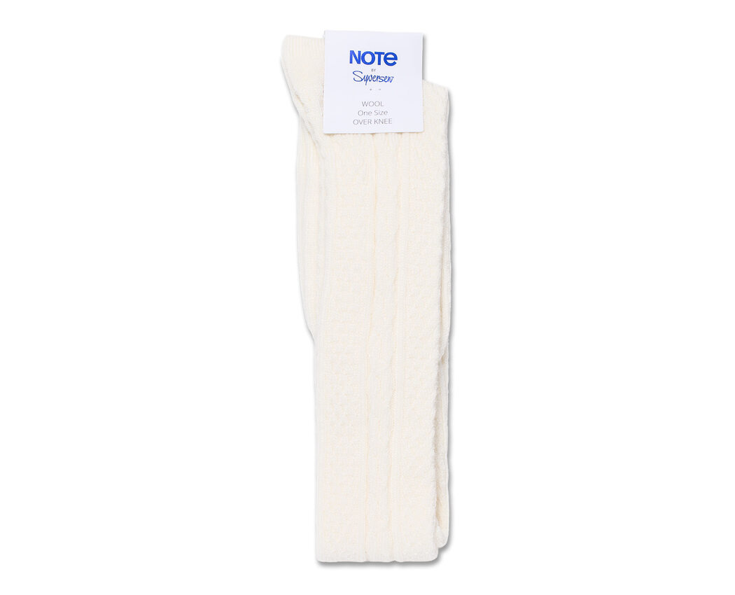 Note Woman Wool Cable Over Knee Offwhite 36-41 