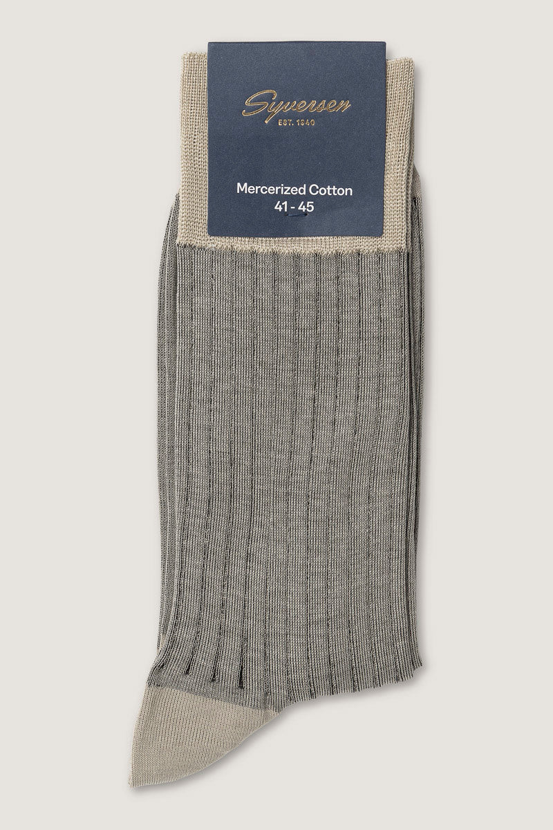Mercerized Cotton Rib TwoTone Crew Sock