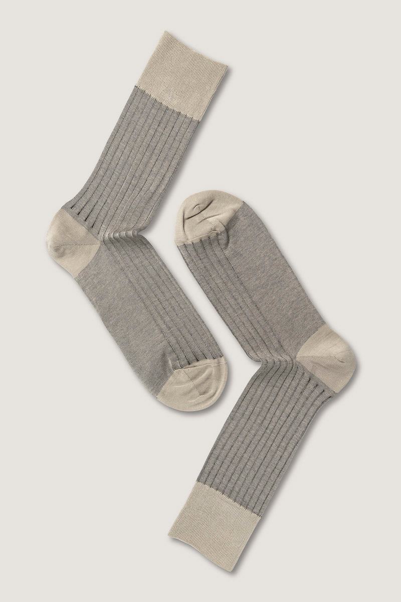 Mercerized Cotton Rib TwoTone Crew Sock